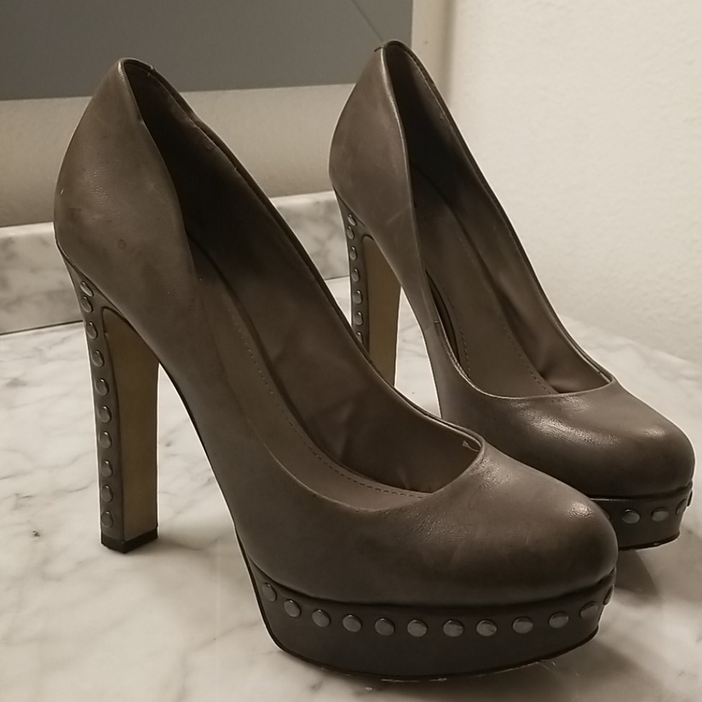 Olive Gray Green Vince Camuto Heels with Studs